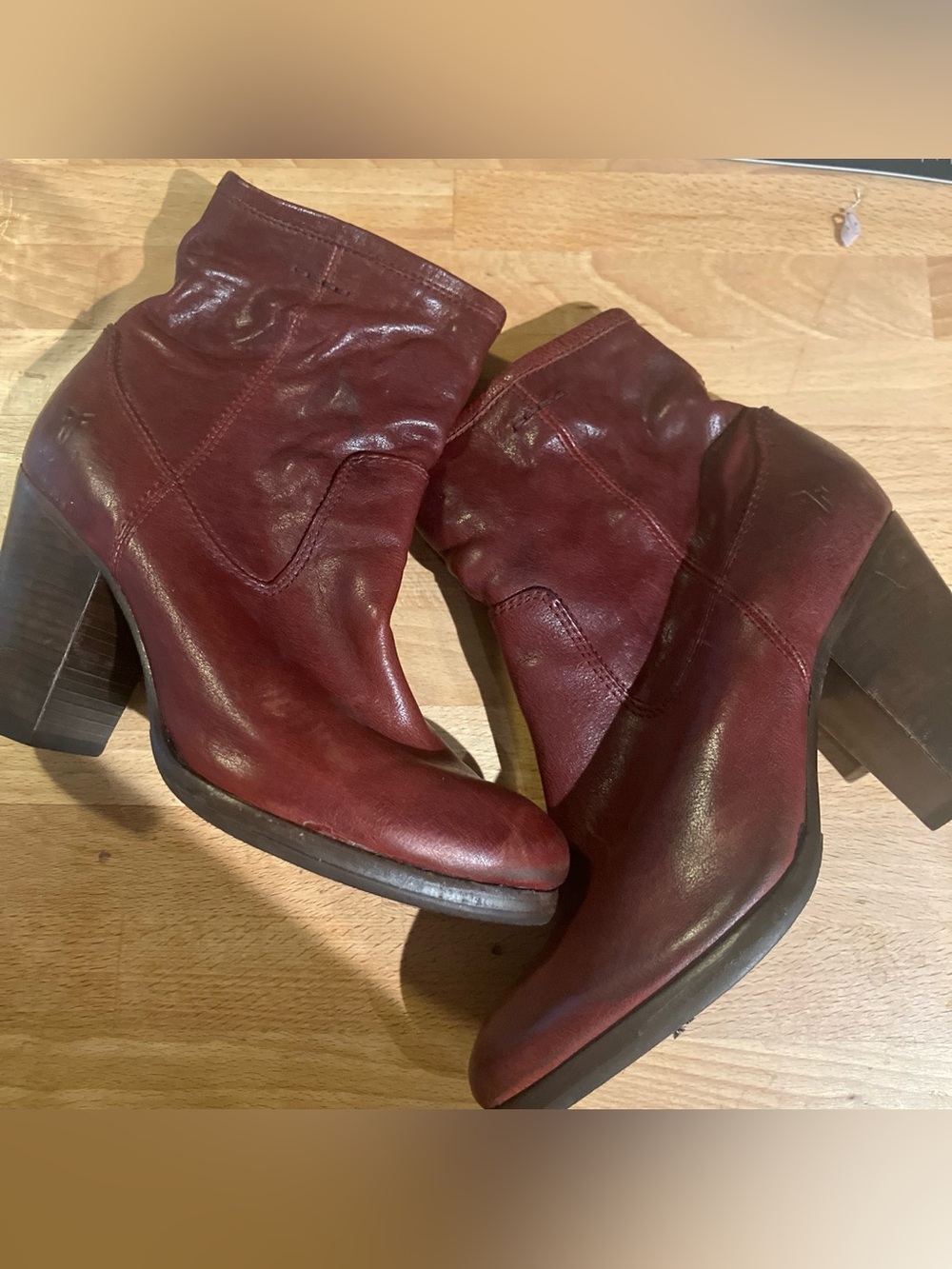 Women's Frye Burgundy Leather Ankle Boots